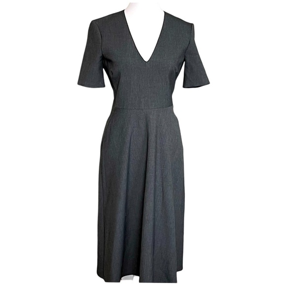 ZARA Women’s Midi A-Line Short Sleeve Dress Size S Heather Grey Light Stretch - Picture 1 of 6